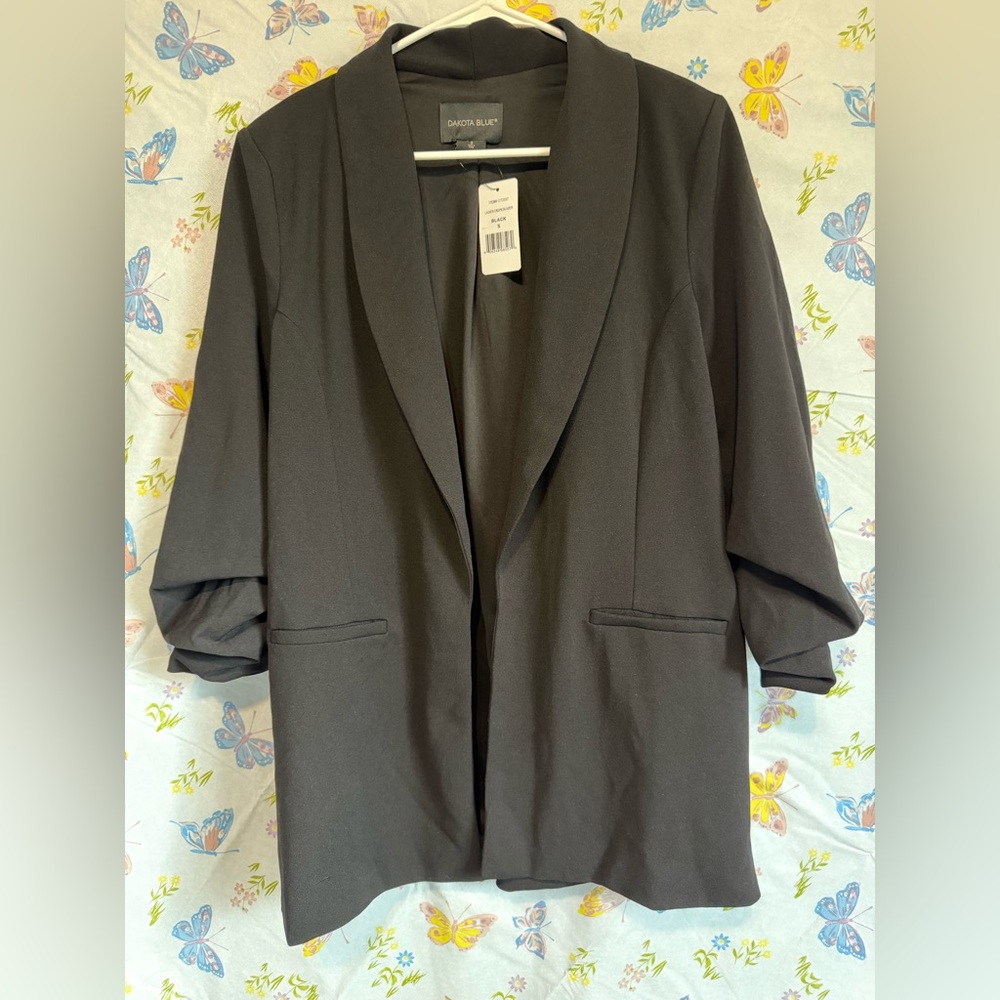 Dakota Blue Women’s Open-Front Crepe Blazer | Black | Size Small | NWT